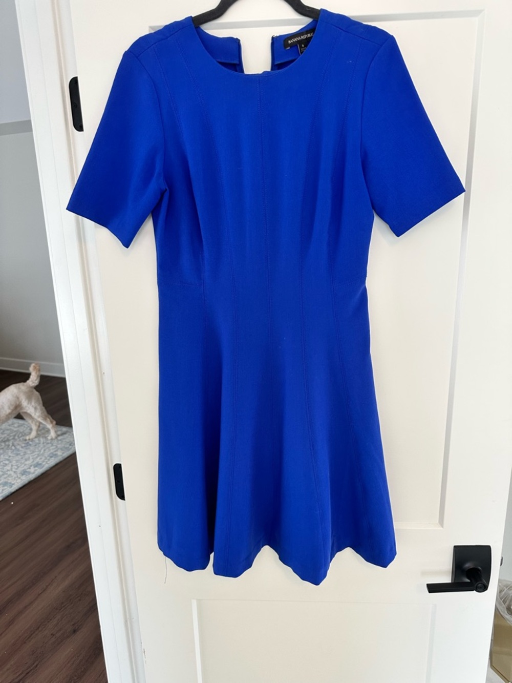 Banana Republic Cobalt Blue Short-Sleeve Fit-and-Flare Dress